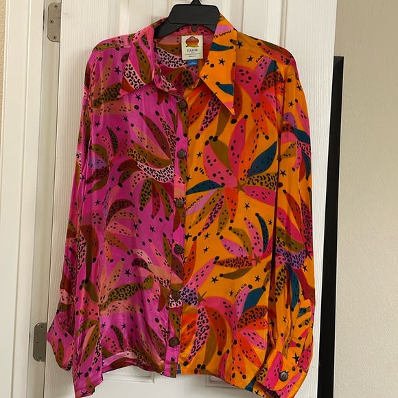 FARM Rio for Anthropologie Oversized tropical Button down . Excellent like new - Picture 1 of 8